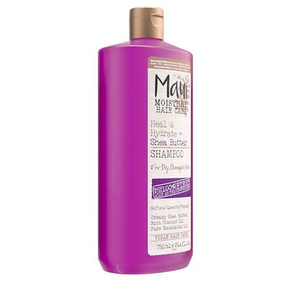 Maui Moisture Heal & Hydrate + Shea Butter Shampoo for Dry, Damaged Curls - Revives Curly & Coily Hair with Coconut Oil & Macadamia Oil, Vegan & Sulfate-Free, 25.4 fl oz