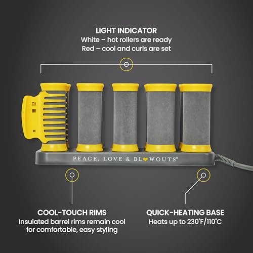 Drybar The Roller Club Curling Hot Rollers - 10 Rollers, 2 Sizes, Fast Heating, Reduces Frizz, Heat-Resistant Bag Included Avelisse