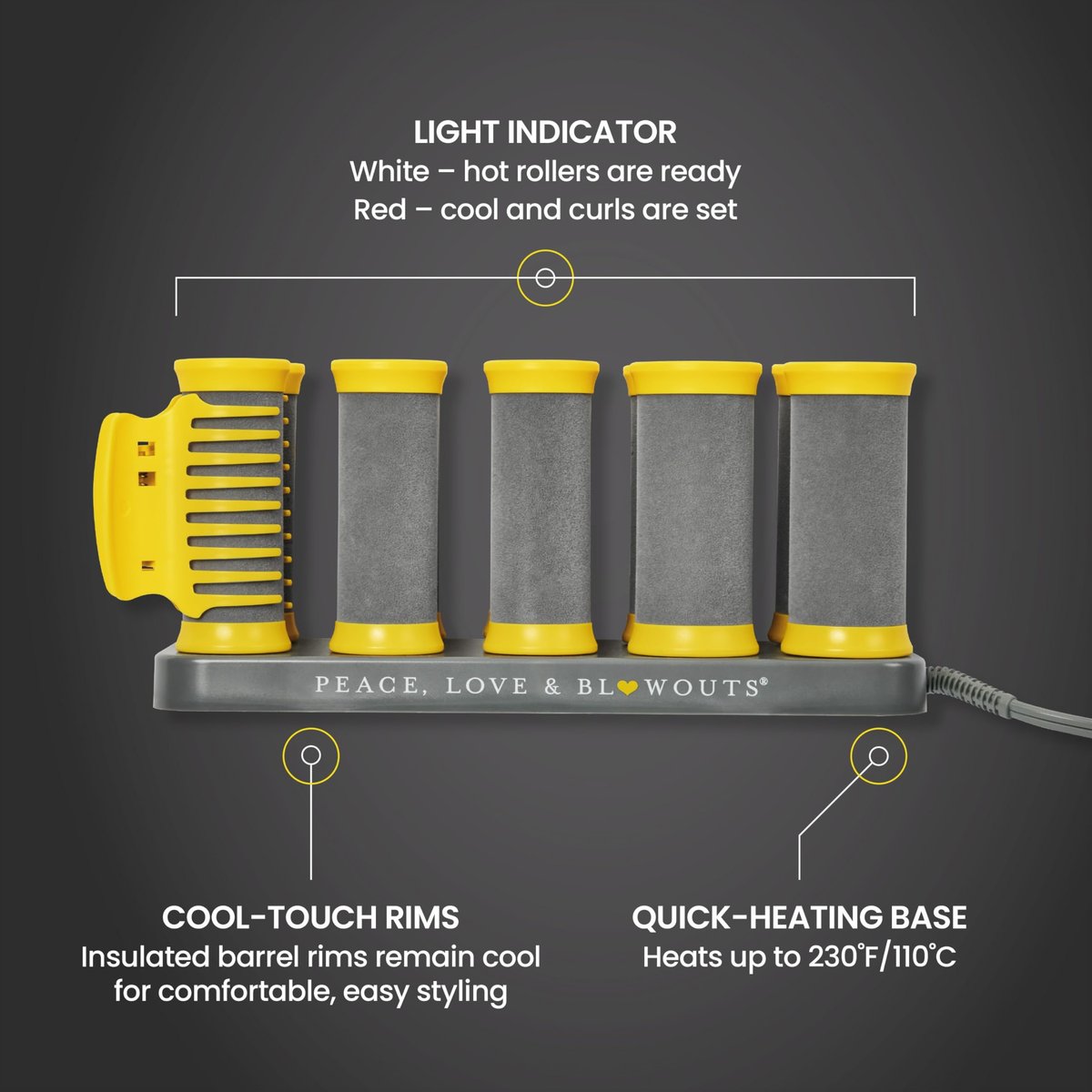 Drybar The Roller Club Curling Hot Rollers - 10 Rollers, 2 Sizes, Fast Heating, Reduces Frizz, Heat-Resistant Bag Included Avelisse