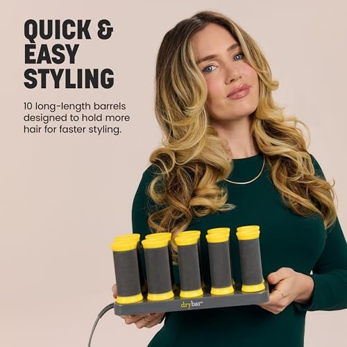 Drybar The Roller Club Curling Hot Rollers - 10 Rollers, 2 Sizes, Fast Heating, Reduces Frizz, Heat-Resistant Bag Included Avelisse