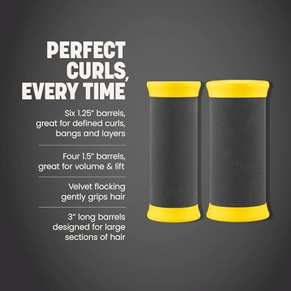 Drybar The Roller Club Curling Hot Rollers - 10 Rollers, 2 Sizes, Fast Heating, Reduces Frizz, Heat-Resistant Bag Included Avelisse