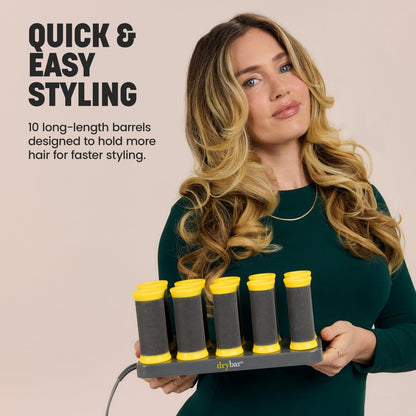 Drybar The Roller Club Curling Hot Rollers - 10 Rollers, 2 Sizes, Fast Heating, Reduces Frizz, Heat-Resistant Bag Included Avelisse