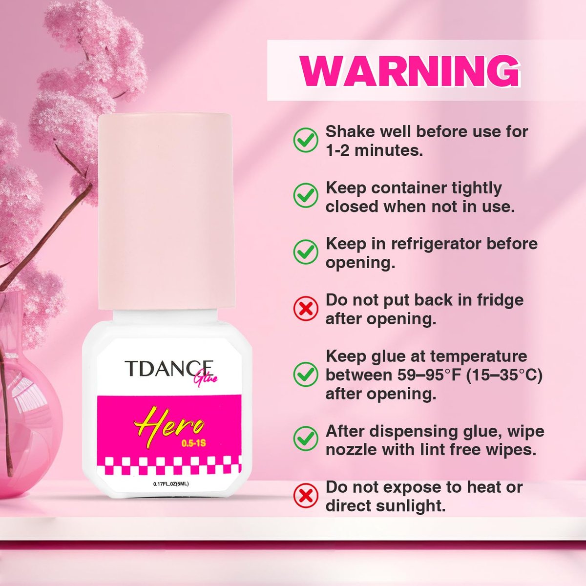 TDANCE Eyelash Extension Glue – 0.5-1 Sec Dry Time, 7 Weeks Retention, Professional Lash Adhesive (0.17 fl. oz / 5ml) - görsel 11