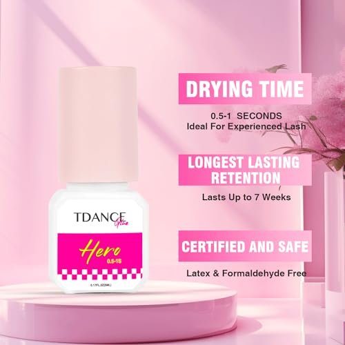 TDANCE Eyelash Extension Glue – 0.5-1 Sec Dry Time, 7 Weeks Retention, Professional Lash Adhesive (0.17 fl. oz / 5ml) - görsel 6