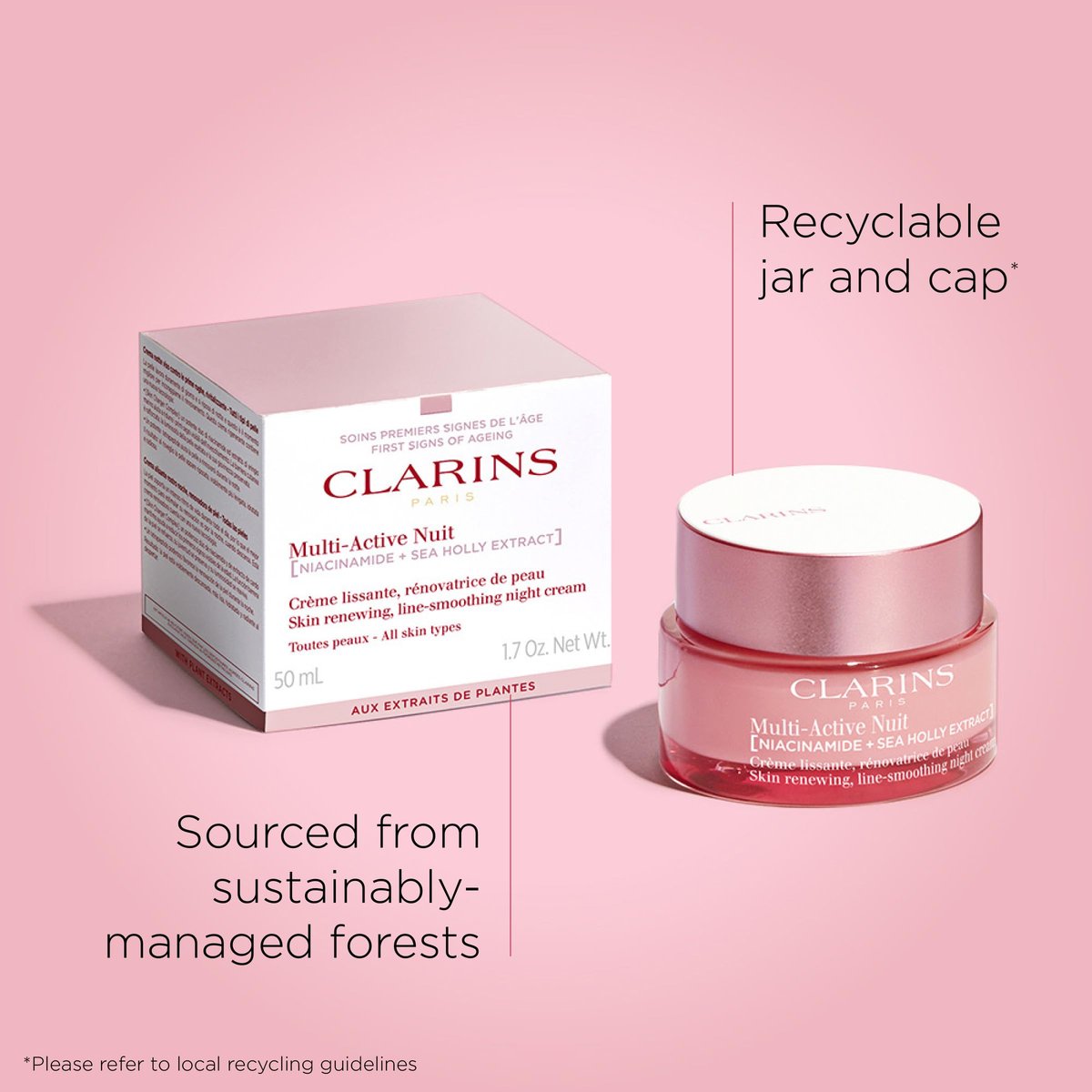 Clarins Multi-Active Renewing Night Moisturizer with Niacinamide – Smooth Fine Lines, Tighten Pores, Even Tone & Texture, Boost Glow, Strengthen Moisture Barrier Avelisse