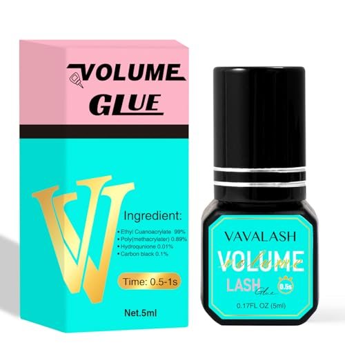 VAVALASH Eyelash Extension Glue - Professional Volume Lash Adhesive, 0.5-1 Sec Drying Time, Long Lasting Black Bond, 5ml Avelisse