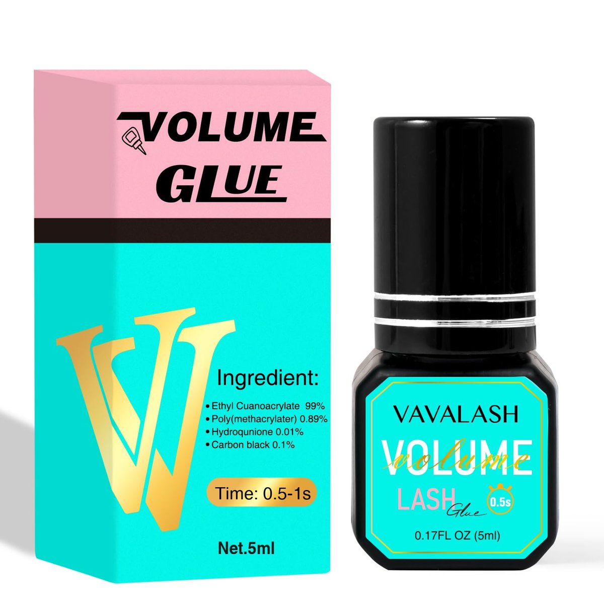 VAVALASH Eyelash Extension Glue - Professional Volume Lash Adhesive, 0.5-1 Sec Drying Time, Long Lasting Black Bond, 5ml Avelisse