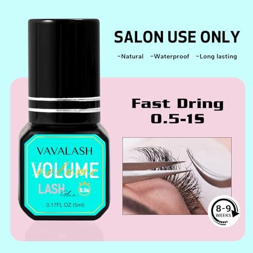 VAVALASH Eyelash Extension Glue - Professional Volume Lash Adhesive, 0.5-1 Sec Drying Time, Long Lasting Black Bond, 5ml Avelisse