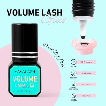 VAVALASH Eyelash Extension Glue - Professional Volume Lash Adhesive, 0.5-1 Sec Drying Time, Long Lasting Black Bond, 5ml Avelisse