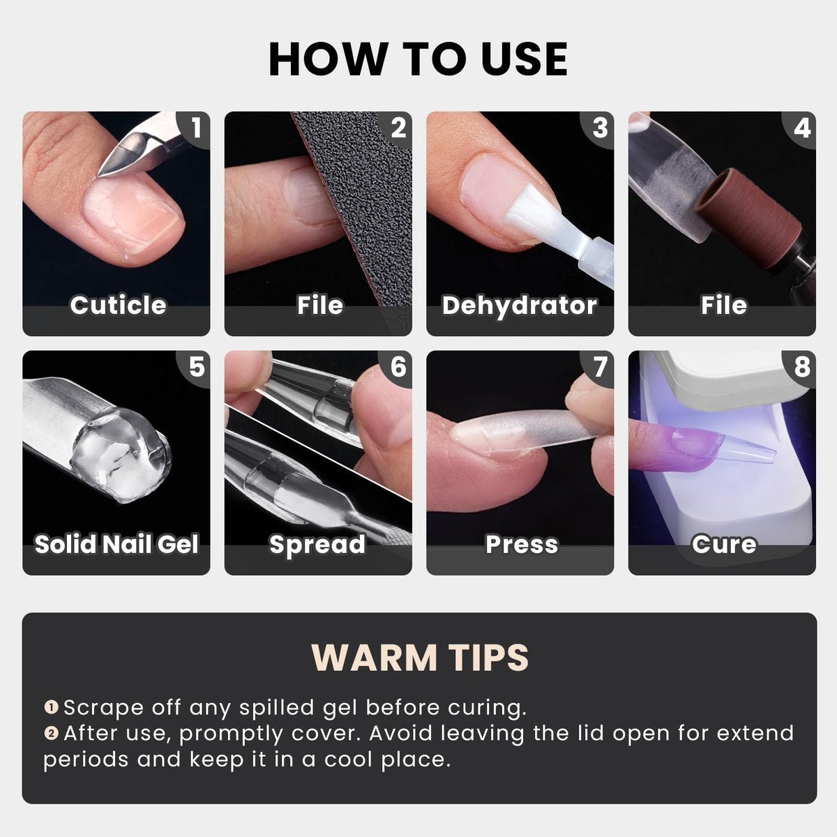 BTArtboxnails XCOATTIPS Solid Nail Glue Gel - 30g Gap-Filled Gel Nail Glue for Nail Tips & Press on Nails, UV Cure Needed Nail Gel for Acrylic Fake Nails Avelisse