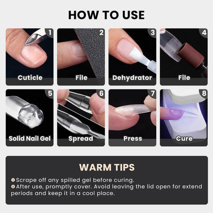 BTArtboxnails XCOATTIPS Solid Nail Glue Gel - 30g Gap-Filled Gel Nail Glue for Nail Tips & Press on Nails, UV Cure Needed Nail Gel for Acrylic Fake Nails Avelisse