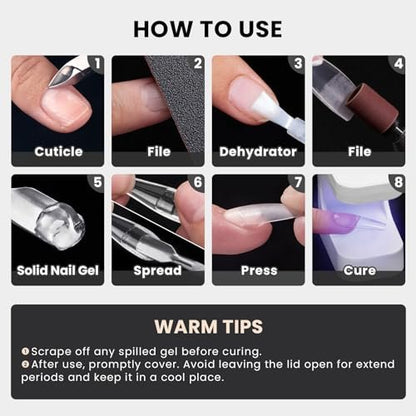 BTArtboxnails XCOATTIPS Solid Nail Glue Gel - 30g Gap-Filled Gel Nail Glue for Nail Tips & Press on Nails, UV Cure Needed Nail Gel for Acrylic Fake Nails Avelisse