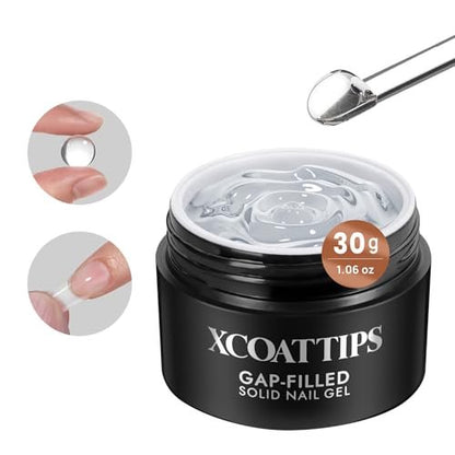 BTArtboxnails XCOATTIPS Solid Nail Glue Gel - 30g Gap-Filled Gel Nail Glue for Nail Tips & Press on Nails, UV Cure Needed Nail Gel for Acrylic Fake Nails Avelisse