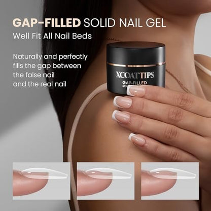 BTArtboxnails XCOATTIPS Solid Nail Glue Gel - 30g Gap-Filled Gel Nail Glue for Nail Tips & Press on Nails, UV Cure Needed Nail Gel for Acrylic Fake Nails Avelisse