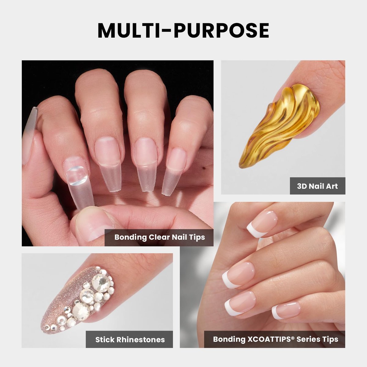 BTArtboxnails XCOATTIPS Solid Nail Glue Gel - 30g Gap-Filled Gel Nail Glue for Nail Tips & Press on Nails, UV Cure Needed Nail Gel for Acrylic Fake Nails Avelisse