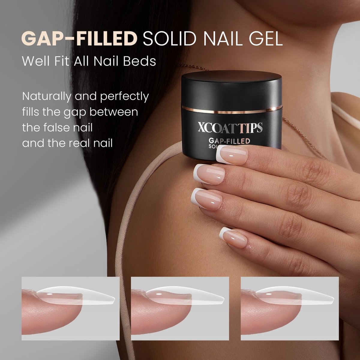 BTArtboxnails XCOATTIPS Solid Nail Glue Gel - 30g Gap-Filled Gel Nail Glue for Nail Tips & Press on Nails, UV Cure Needed Nail Gel for Acrylic Fake Nails Avelisse