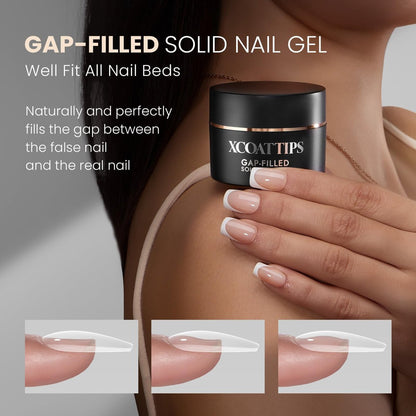 BTArtboxnails XCOATTIPS Solid Nail Glue Gel - 30g Gap-Filled Gel Nail Glue for Nail Tips & Press on Nails, UV Cure Needed Nail Gel for Acrylic Fake Nails Avelisse