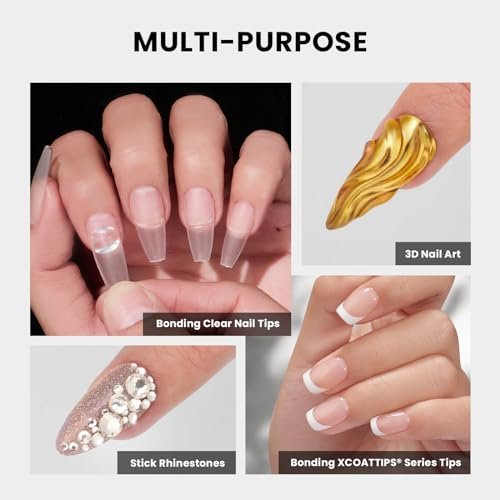 BTArtboxnails XCOATTIPS Solid Nail Glue Gel - 30g Gap-Filled Gel Nail Glue for Nail Tips & Press on Nails, UV Cure Needed Nail Gel for Acrylic Fake Nails Avelisse