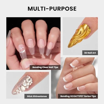 BTArtboxnails XCOATTIPS Solid Nail Glue Gel - 30g Gap-Filled Gel Nail Glue for Nail Tips & Press on Nails, UV Cure Needed Nail Gel for Acrylic Fake Nails Avelisse