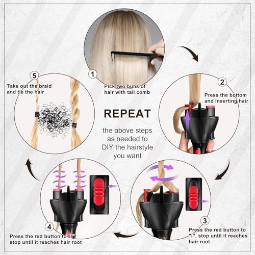 Gisafai Automatic Hair Braider and Twister - Electric Auto Braiding Tool, French Dreadlock Braid Maker for Women and Girls (Battery Operated) - görsel 8