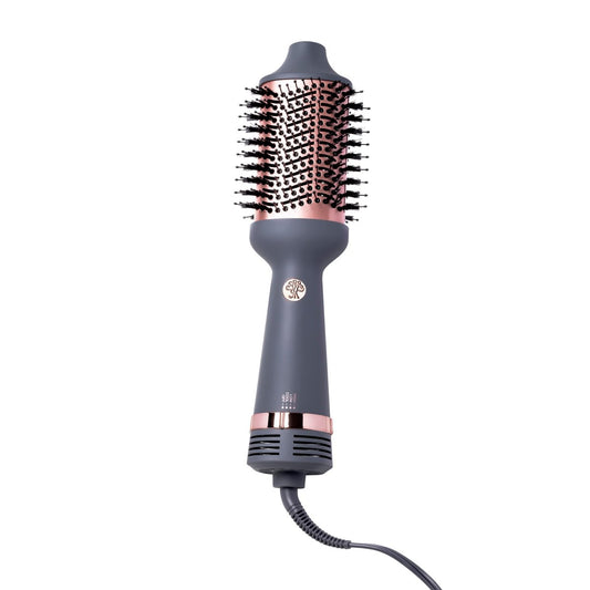 Hairitage Volumizing One Step Blow Dry Brush & Hair Dryer - Ceramic Tourmaline Blowout Brush for Smooth, Shiny, Frizz-Free Styles - Matte Grey Avelisse