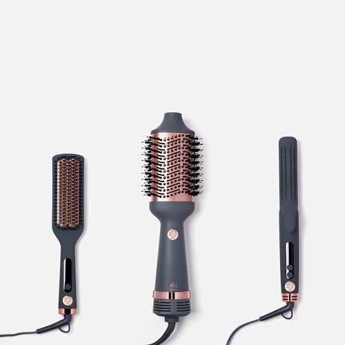 Hairitage Volumizing One Step Blow Dry Brush & Hair Dryer - Ceramic Tourmaline Blowout Brush for Smooth, Shiny, Frizz-Free Styles - Matte Grey Avelisse