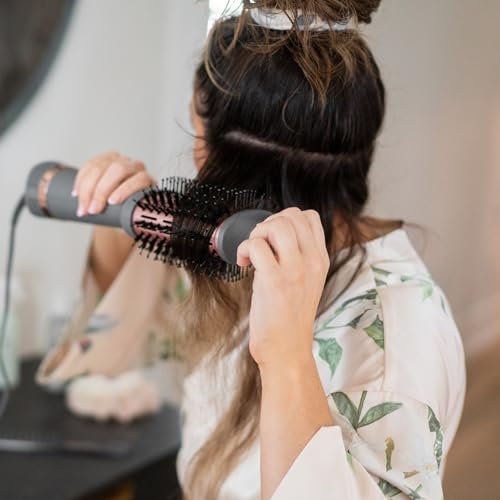 Hairitage Volumizing One Step Blow Dry Brush & Hair Dryer - Ceramic Tourmaline Blowout Brush for Smooth, Shiny, Frizz-Free Styles - Matte Grey Avelisse