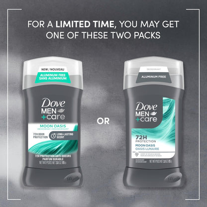 Dove Men+Care Aluminum-Free Deodorant Moon Oasis 4 Count - 72H Odor Protection, 3.0 oz Each Avelisse