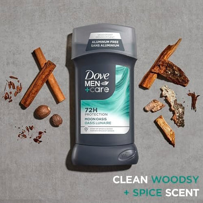 Dove Men+Care Aluminum-Free Deodorant Moon Oasis 4 Count - 72H Odor Protection, 3.0 oz Each Avelisse