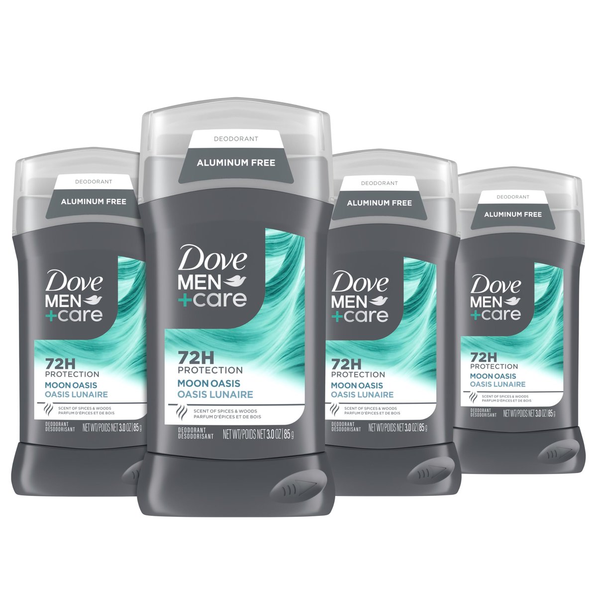Dove Men+Care Aluminum-Free Deodorant Moon Oasis 4 Count - 72H Odor Protection, 3.0 oz Each Avelisse