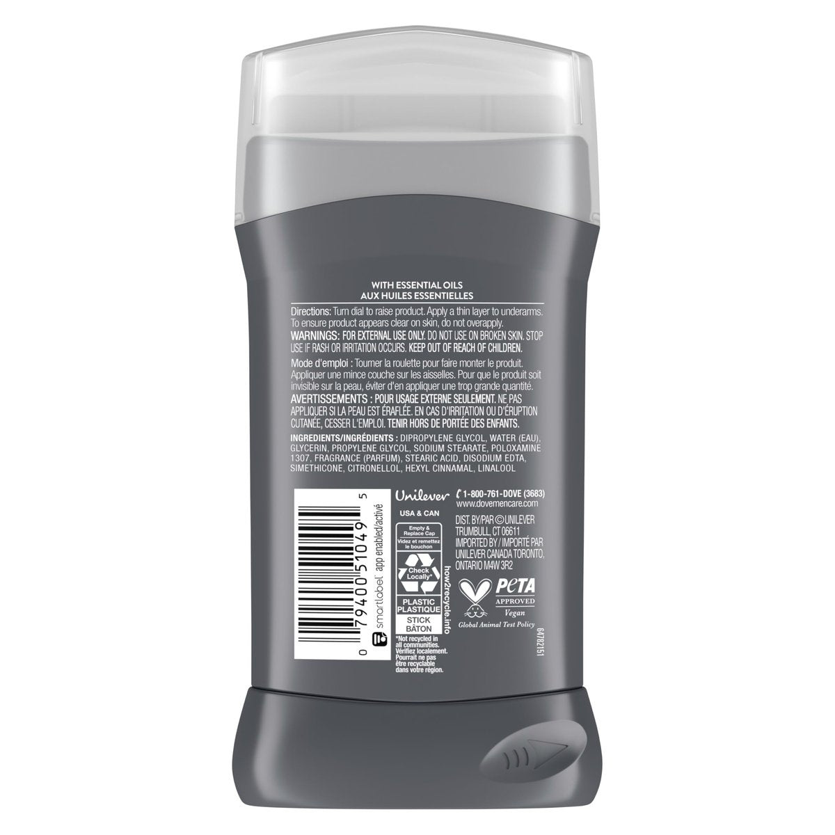 Dove Men+Care Aluminum-Free Deodorant Moon Oasis 4 Count - 72H Odor Protection, 3.0 oz Each Avelisse