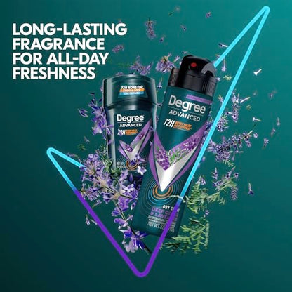 Degree Men Advanced Antiperspirant Deodorant Dry Spray Deep Cedar & Lavender, 3-Pack, 72-Hour Sweat and Odor Protection with Body Heat Activated Technology, 3.8 oz Each
