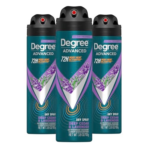 Degree Men Advanced Antiperspirant Deodorant Dry Spray Deep Cedar & Lavender, 3-Pack, 72-Hour Sweat and Odor Protection with Body Heat Activated Technology, 3.8 oz Each - görsel 2