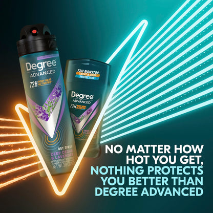 Degree Men Advanced Antiperspirant Deodorant Dry Spray Deep Cedar & Lavender, 3-Pack, 72-Hour Sweat and Odor Protection with Body Heat Activated Technology, 3.8 oz Each