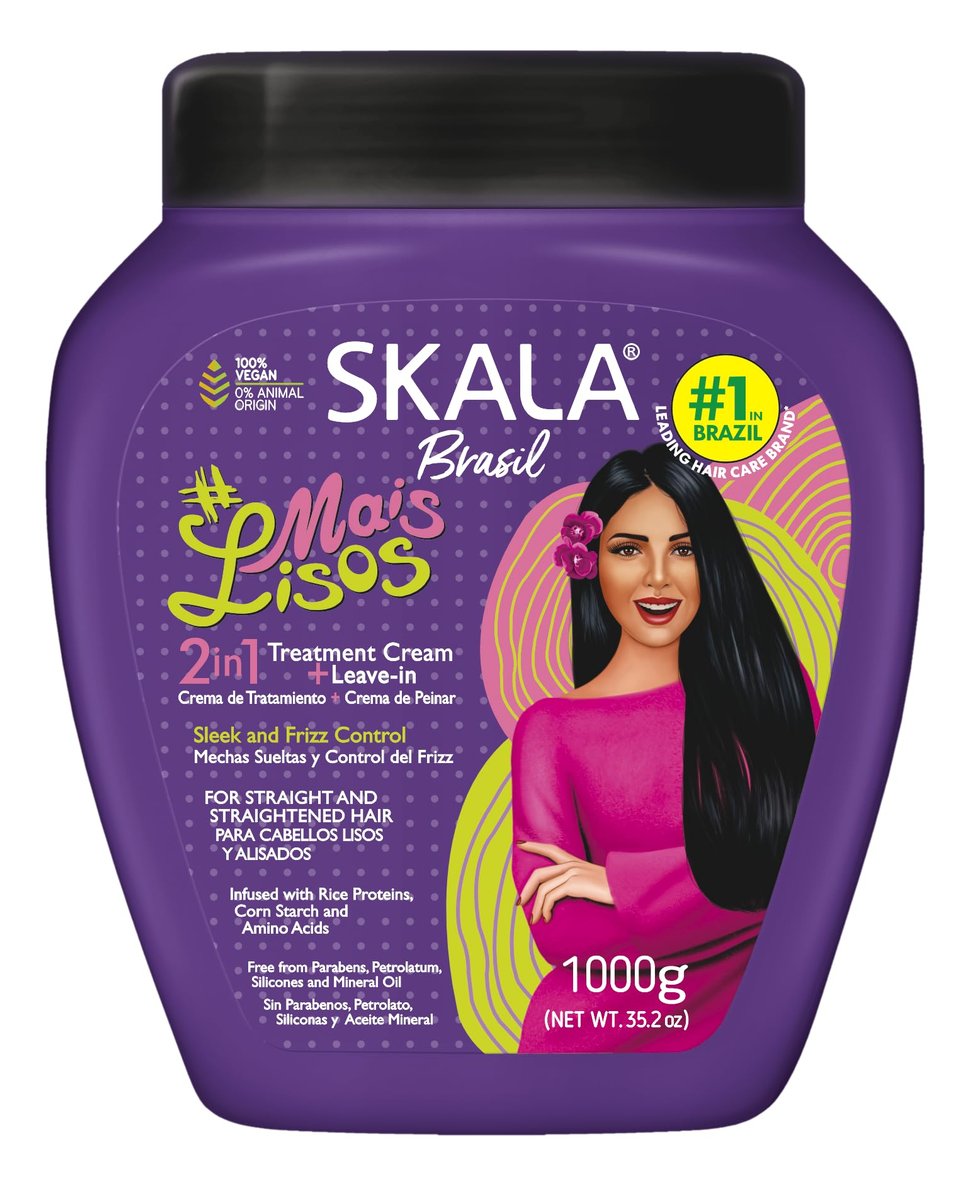 SKALA Mais Lisos Hair Type 1A - Hydrate Waves, Anti-Frizz 2 in 1 Conditioning Treatment and Combing Cream (Blue, 1000g) Avelisse