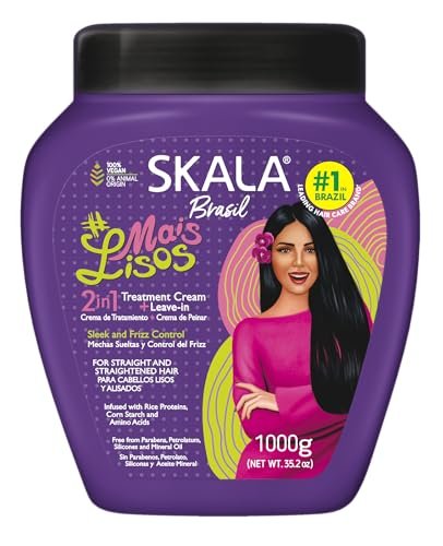 SKALA Mais Lisos Hair Type 1A - Hydrate Waves, Anti-Frizz 2 in 1 Conditioning Treatment and Combing Cream (Blue, 1000g) Avelisse
