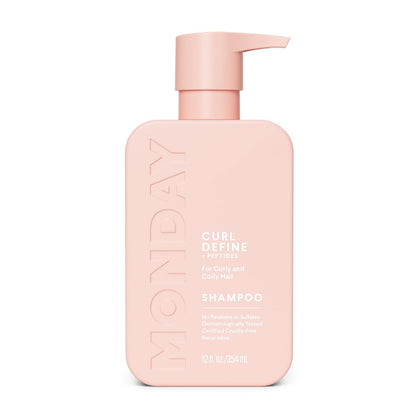 MONDAY HAIRCARE CURL DEFINE Shampoo with Peptides, Coconut Oil & Provitamin B5 for Curls of All Types, 12 Fl Oz