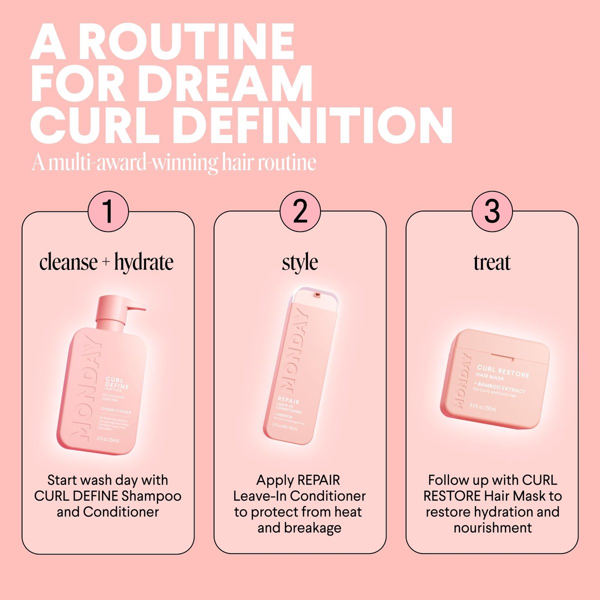 MONDAY HAIRCARE CURL DEFINE Conditioner with Peptides, Coconut Oil & Shea Butter for Curls of All Types, 12 Fl Oz - görsel 16