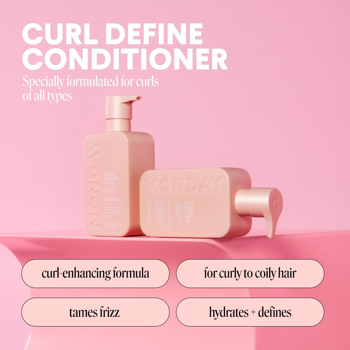 MONDAY HAIRCARE CURL DEFINE Conditioner with Peptides, Coconut Oil & Shea Butter for Curls of All Types, 12 Fl Oz - görsel 4