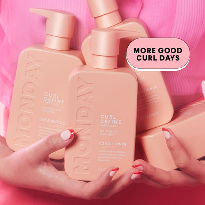 MONDAY HAIRCARE CURL DEFINE Conditioner with Peptides, Coconut Oil & Shea Butter for Curls of All Types, 12 Fl Oz
