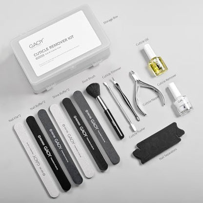 GAOY Cuticle Remover Kit - All-in-One Professional Nail Care Set with Cuticle Trimmer, Nipper, Nail Oil & Softener for Home & Salon Use