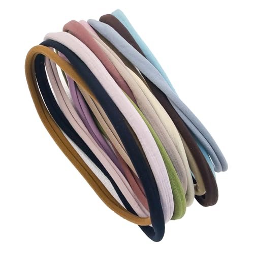 XIMA 13-Piece Nylon Seamless Large Headbands for Women - Elastic Stretch Sport Yoga Hair Style Head Wraps (Mix Colors) Avelisse