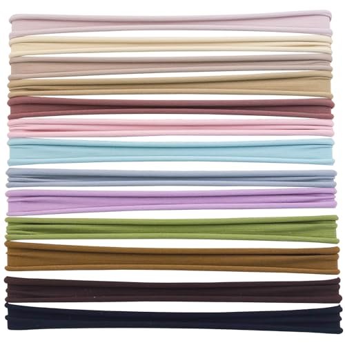 XIMA 13-Piece Nylon Seamless Large Headbands for Women - Elastic Stretch Sport Yoga Hair Style Head Wraps (Mix Colors) Avelisse