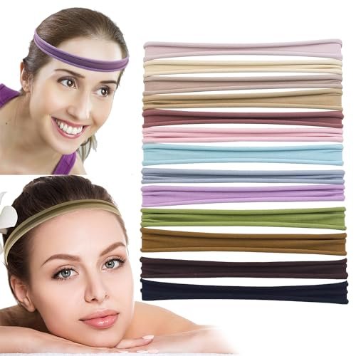 XIMA 13-Piece Nylon Seamless Large Headbands for Women - Elastic Stretch Sport Yoga Hair Style Head Wraps (Mix Colors) Avelisse