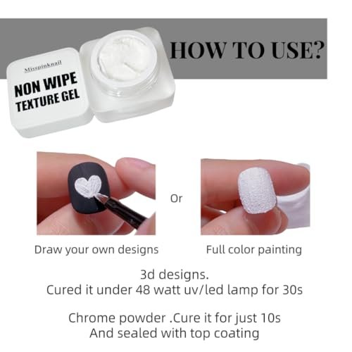 White Texture Gel Semi-Solid 6g Non-Wipe Mirror Powder 3D Sand Texture Gypsum Sculpture Gel for Nail Art - görsel 9