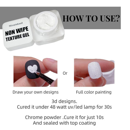 White Texture Gel Semi-Solid 6g Non-Wipe Mirror Powder 3D Sand Texture Gypsum Sculpture Gel for Nail Art