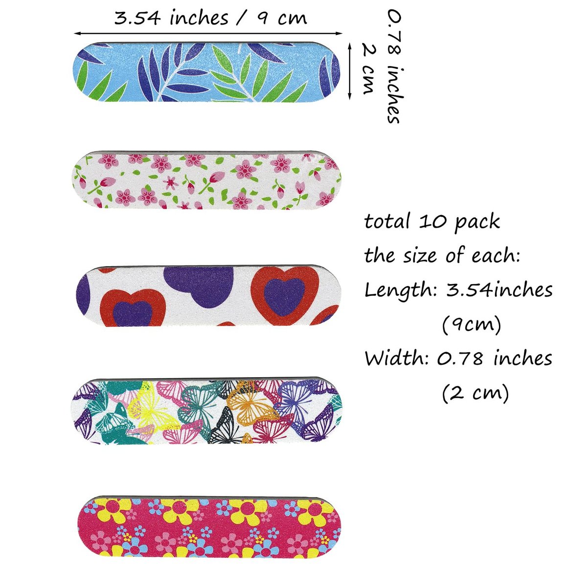 EastyGold 10-Pack Disposable Nail Files & Buffers – Double-Sided Mini Emery Boards for Natural Nails, Acrylics, and More (Multi Colors) - görsel 3