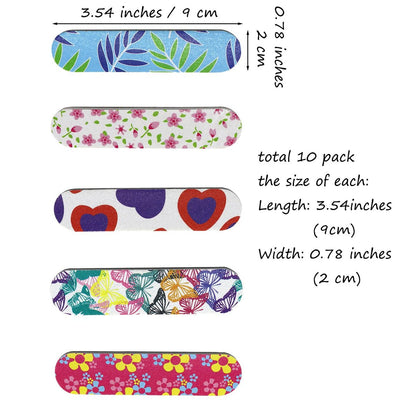 EastyGold 10-Pack Disposable Nail Files & Buffers – Double-Sided Mini Emery Boards for Natural Nails, Acrylics, and More (Multi Colors)