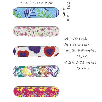 EastyGold 10-Pack Disposable Nail Files & Buffers – Double-Sided Mini Emery Boards for Natural Nails, Acrylics, and More (Multi Colors)
