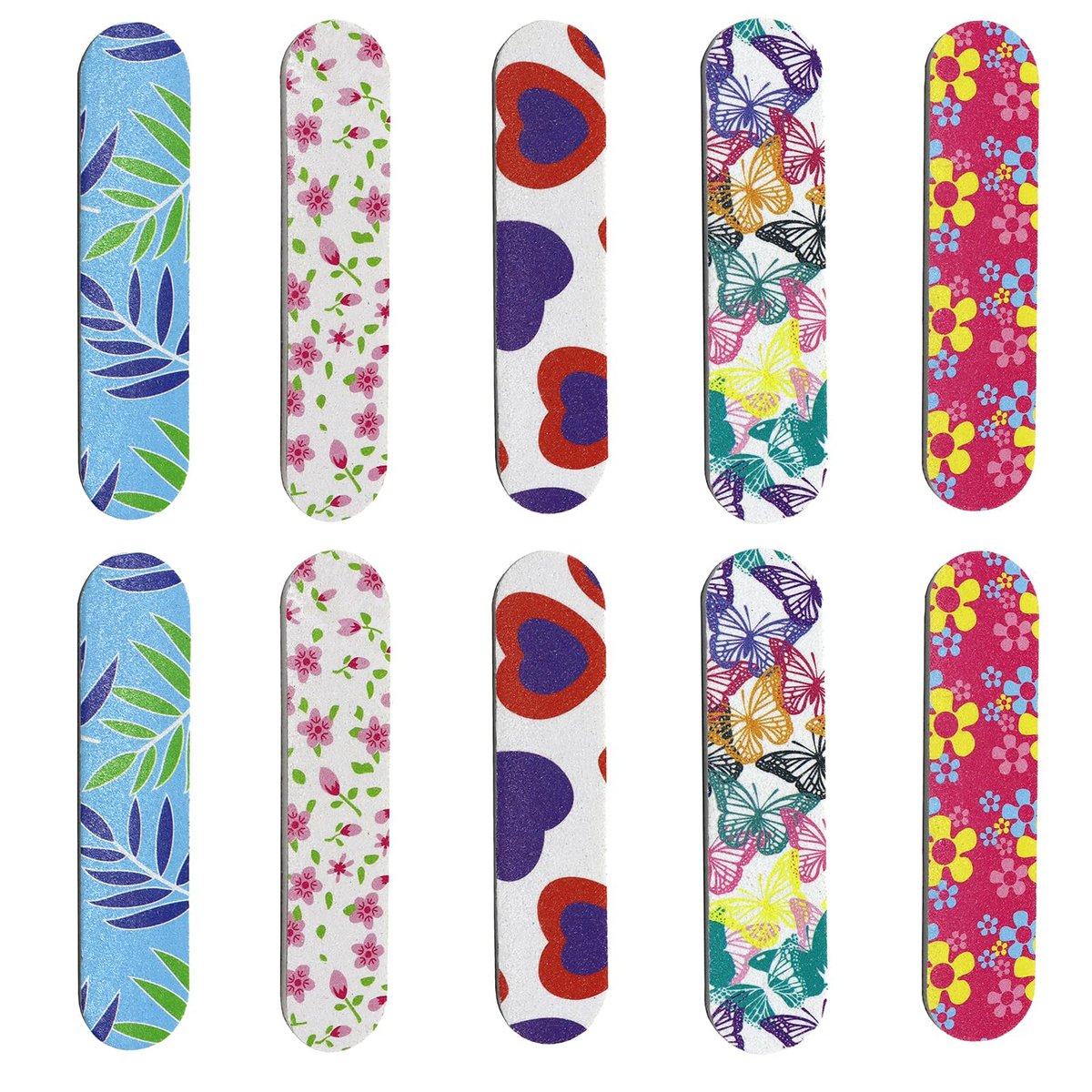 EastyGold 10-Pack Disposable Nail Files & Buffers – Double-Sided Mini Emery Boards for Natural Nails, Acrylics, and More (Multi Colors) - görsel 1